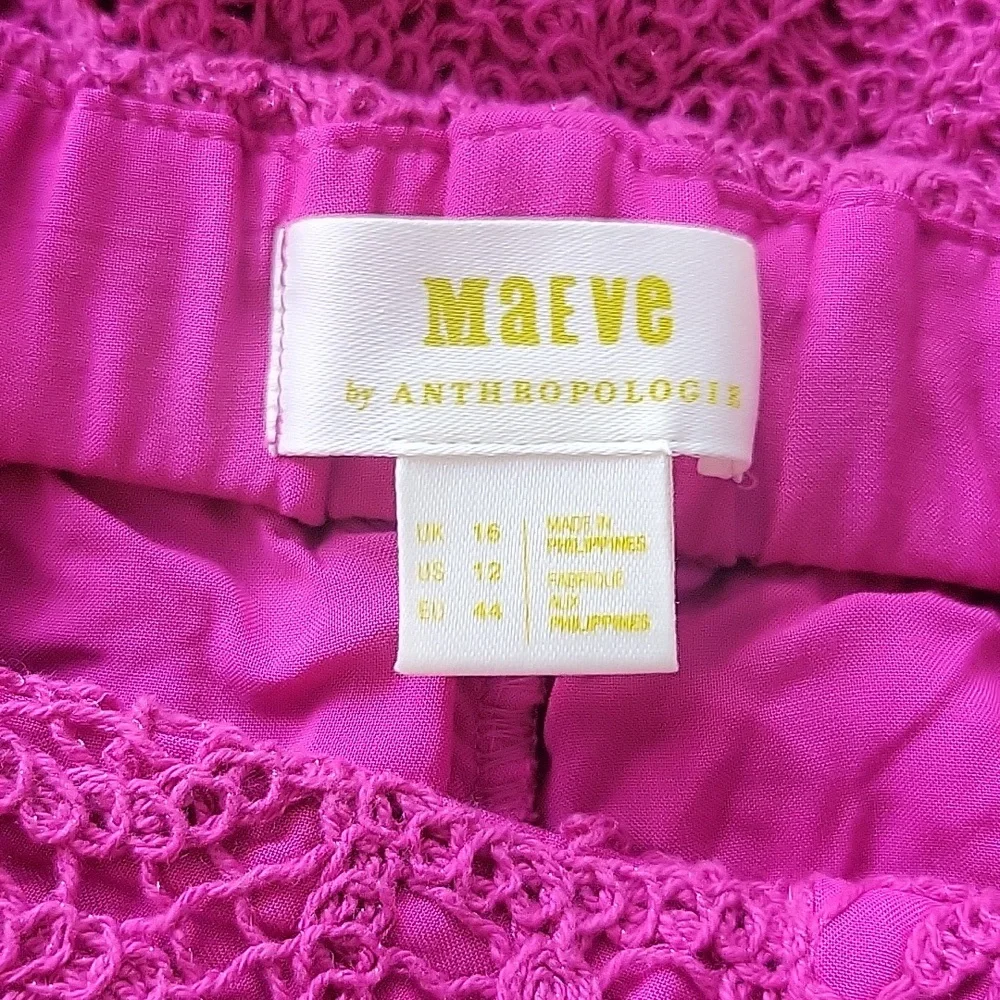 NWT Anthropologie × Maeve Eyelet Lace Crochet High Rise Shorts Fuschia Pink 12